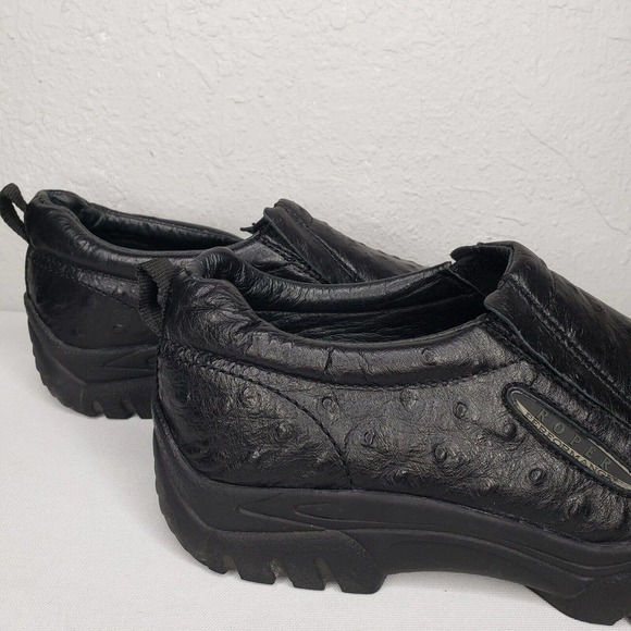 Roper Performance Black Shoes  Ostrich Print Leather Loafer Slip Ons main image 11